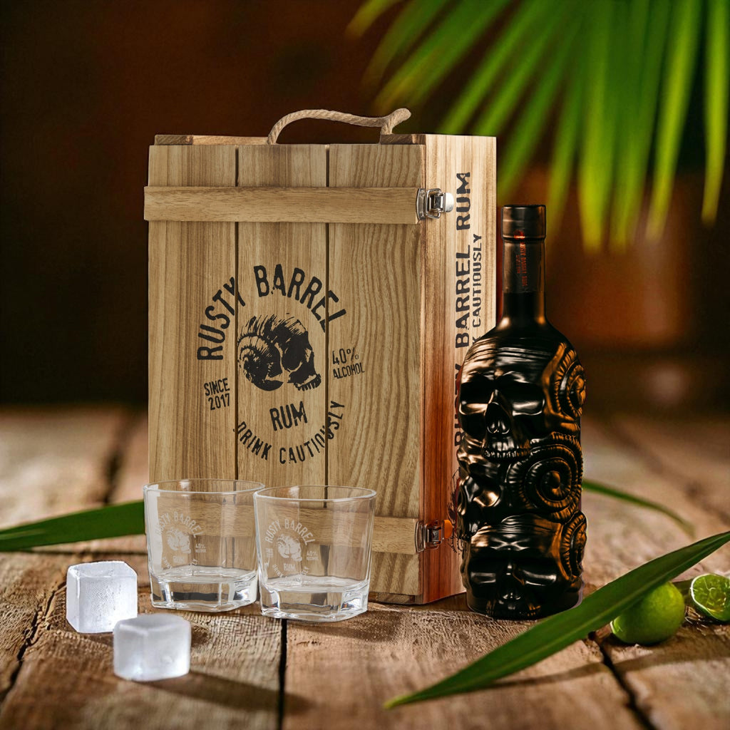 Rusty Barrel Caribbean Gold Rum 700ml Gift Pack