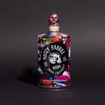 Rusty Barrel Spirits 700ml Red Roller Graffiti Bottle