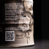 Rusty Barrel Vodka 700m Bondi Ink  tattoo design and branding on a dark background