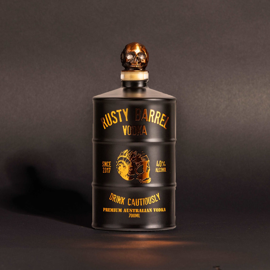 Matte Black & White Rusty Barrel Vodka 700ml